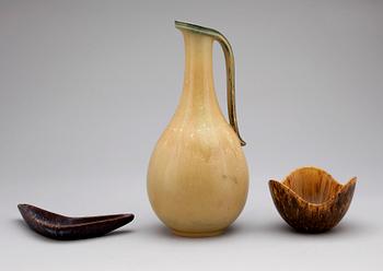 KANNA samt SKÅL, 3 delar, stengods, Gunnar Nylund, Rörstrand, 1900-tal.