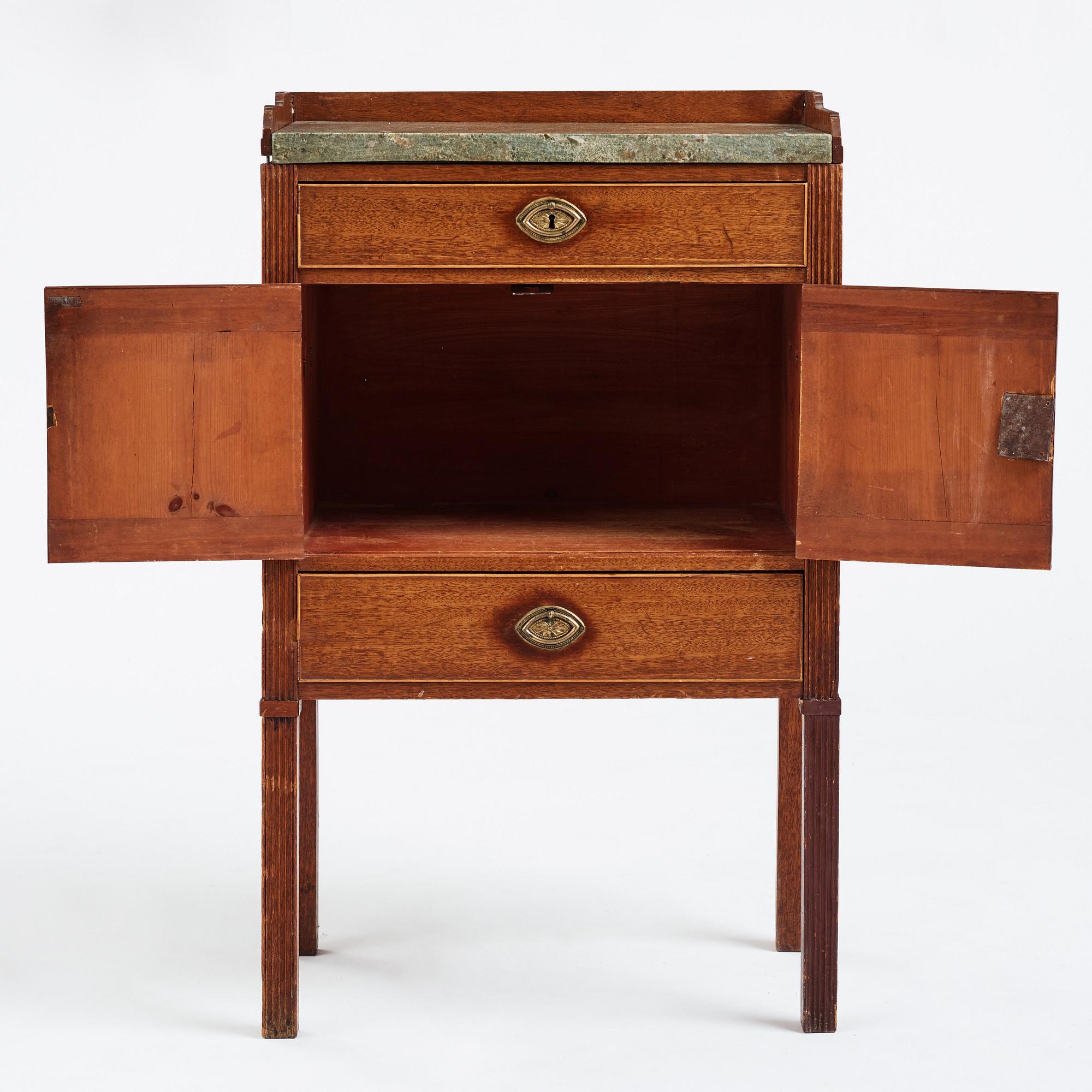 A late Gustavian small cabinet signed by Gren 1803.