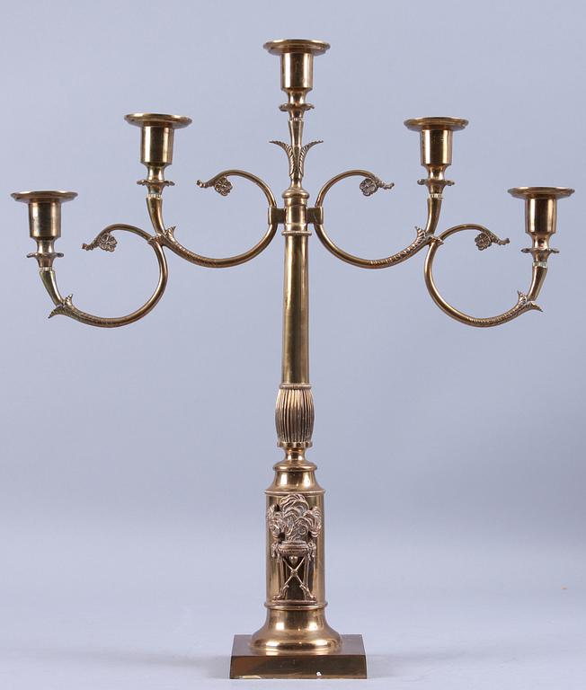 KANDELABER, mässing, empirstil.