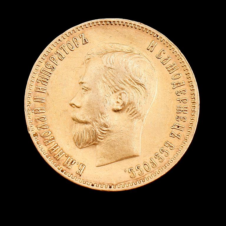 GULDMYNT, Ryssland, 1902. Vikt ca 8 gram.