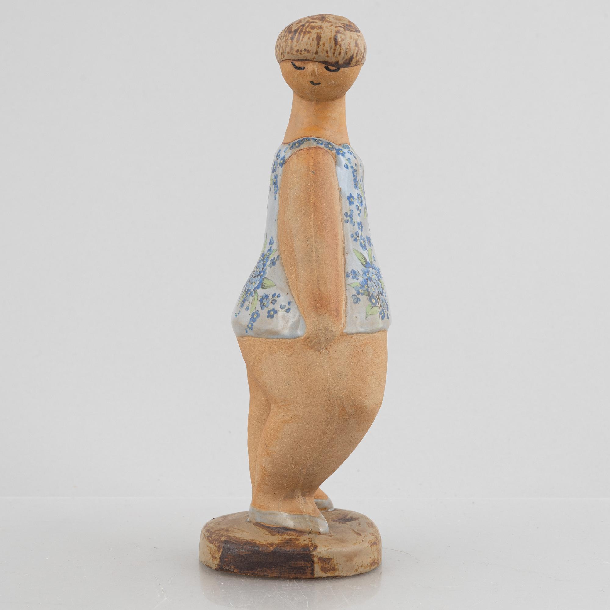 Lisa Larson, figurin, stengods, "Dora", ur serien "ABC-flickor", Gustavsberg.