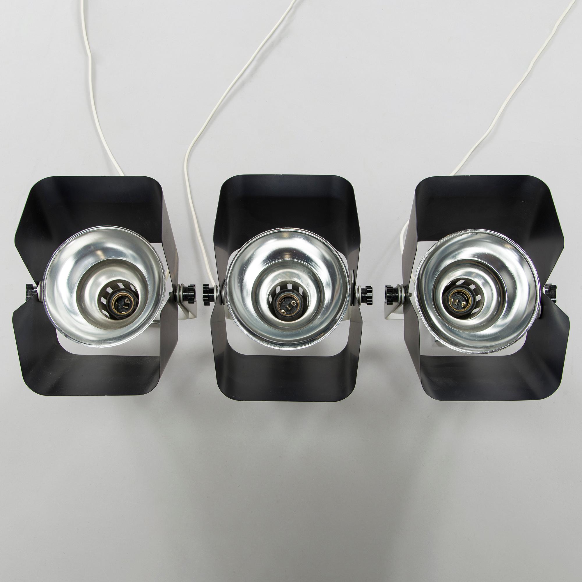 Yrjö Kukkapuro, spotlights, 3 st, modell 100, Haimi Oy, 1970.