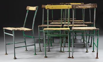 457. A set of ten Gunnar Asplund garden chairs executed by Iwan B. Giertz, Flen, Sweden.