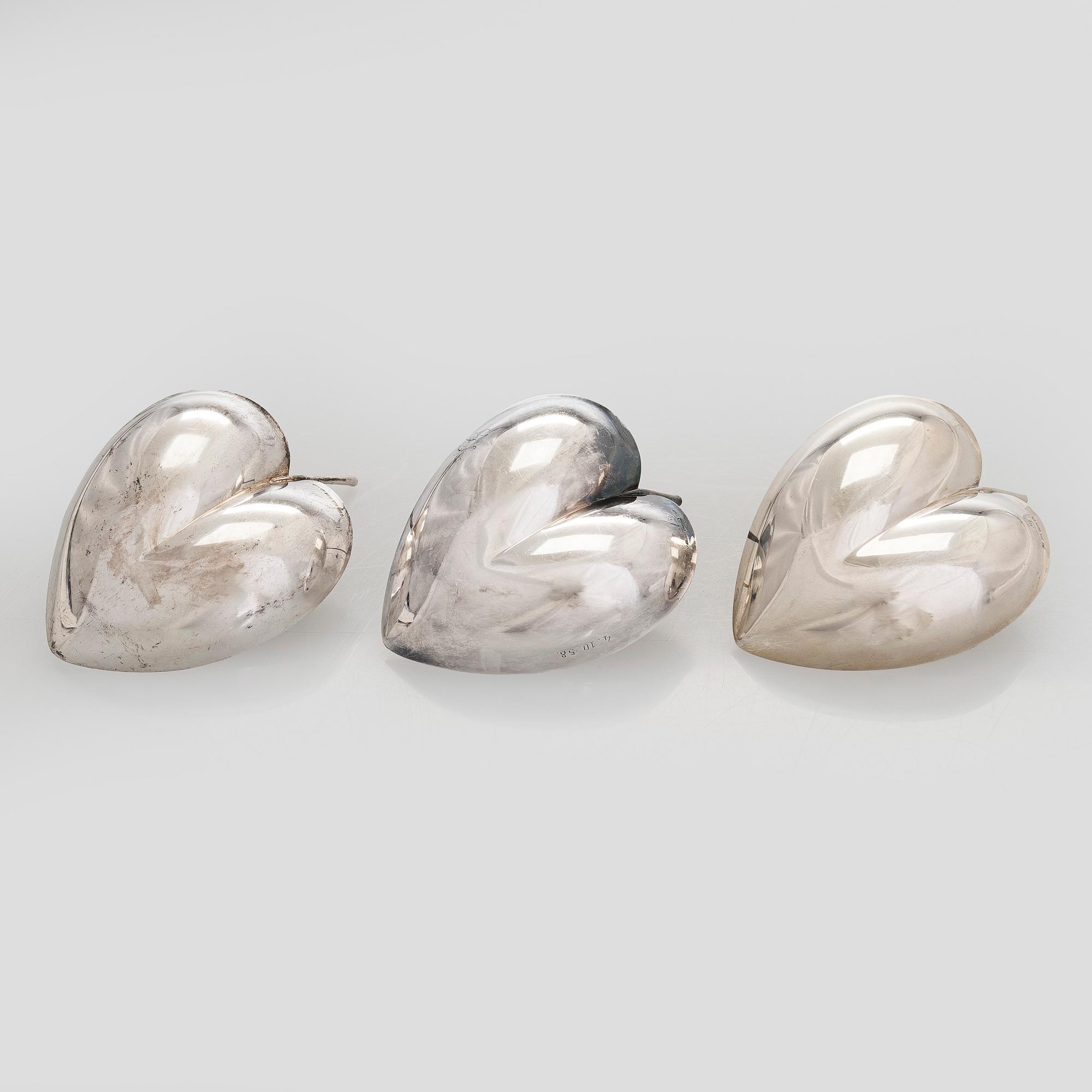 Tapio Wirkkala, Three 'TW 4' silver bowls, Kultakeskus, Hämeenlinna 1959, 1958, and 1961.