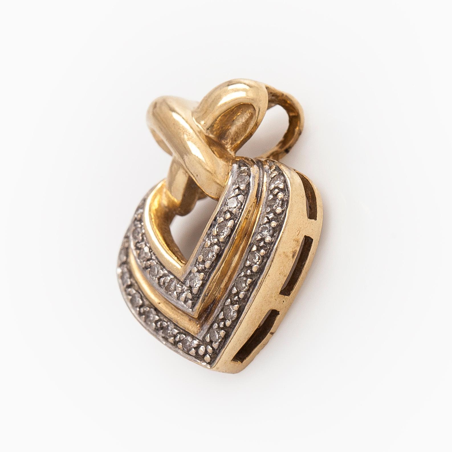 Hänge, åttkantslipade diamanter, 14K guld.