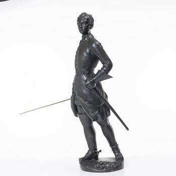 A bronze sculptur of King Charles XII of Sweden.