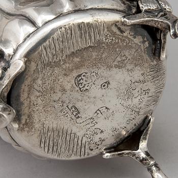 A Danish 18th century silver tea-caddy, marked Philip Lorenz Weghorst possibly, Copenhagen 1727.