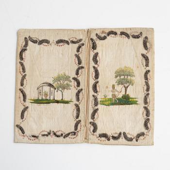 Two swedish 18 century silk wallets.ca 20,5 x 11,5 & 17,5 x 12,5 cm.