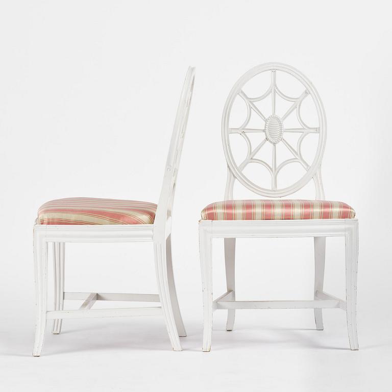 A pair of Gustavian chairs attributed to J. Malmsten (master in Stockholm 1780-88).