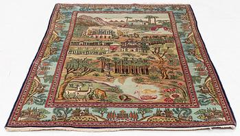 Matta, semiantik Keshan figural, ca 198 x 134 cm.