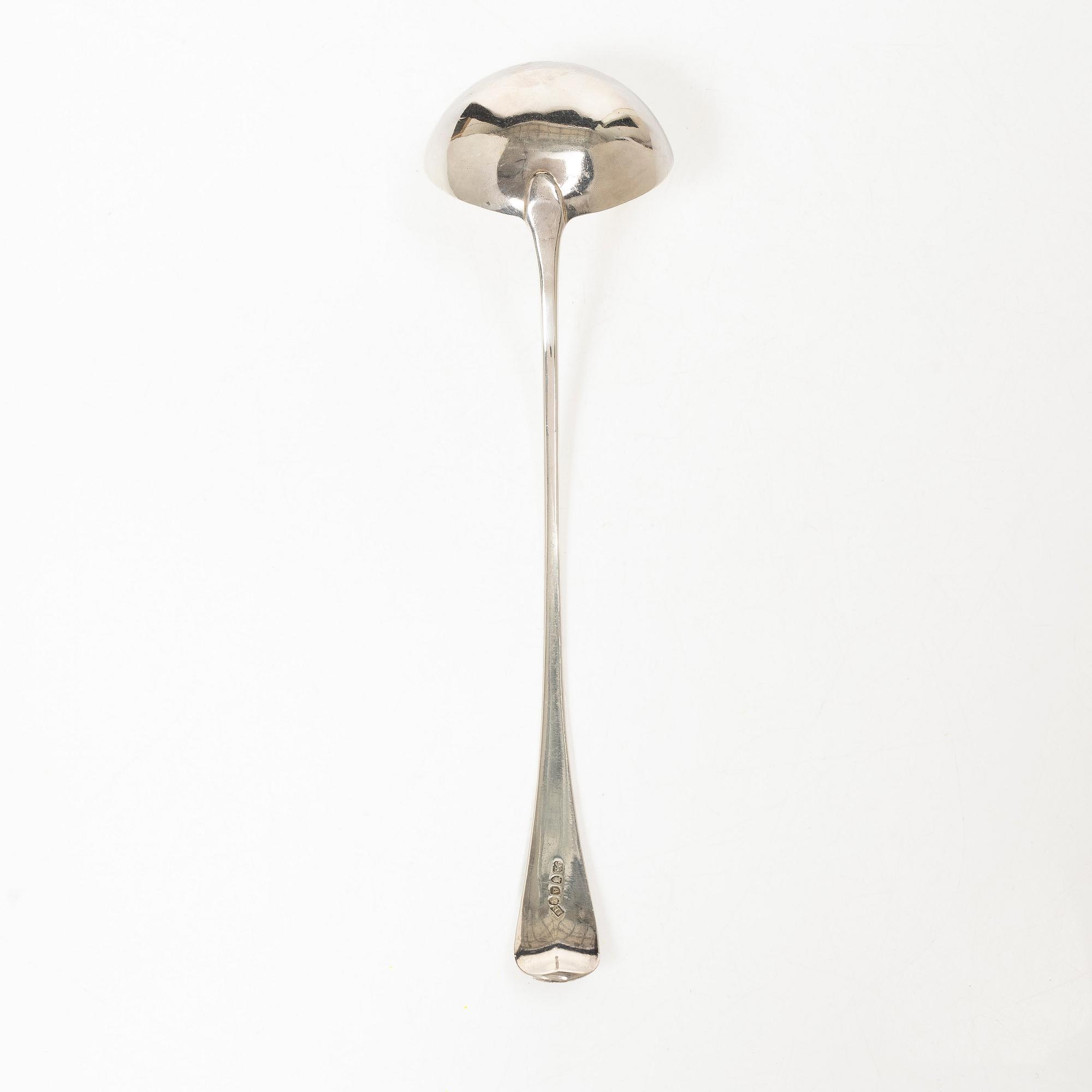 An English silver soup ladle, London, 1796.