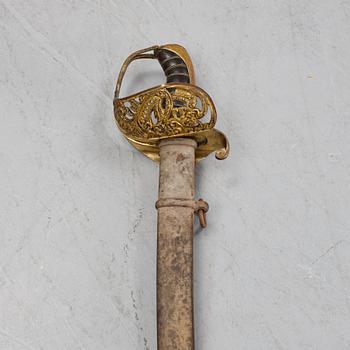 A Swedish infantry officer's sword, 1859 pattern with scabbard.