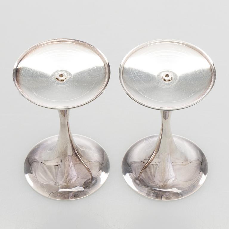 Tapio Wirkkala, a pair of silver 'Trumpet' candlesticks, Kultakeskus, Hämeenlinna 1969.