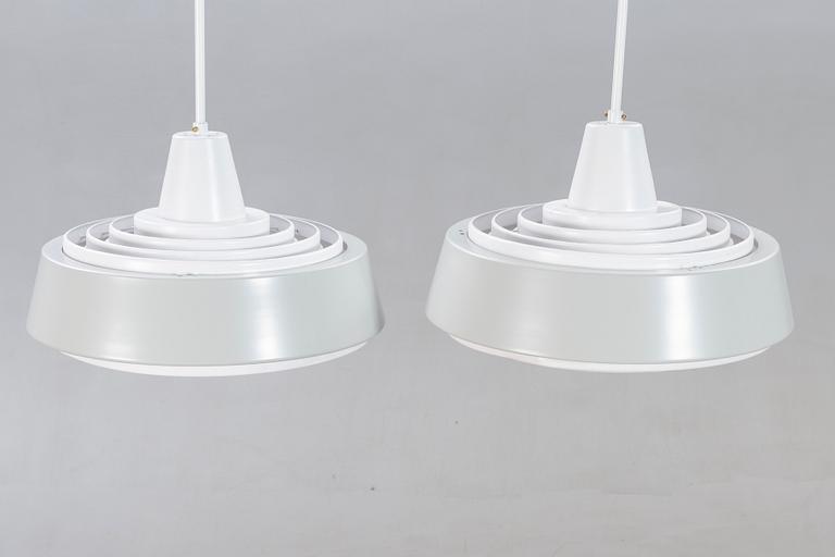 Lamps, sheet metal / metal, a pair, 1960s.