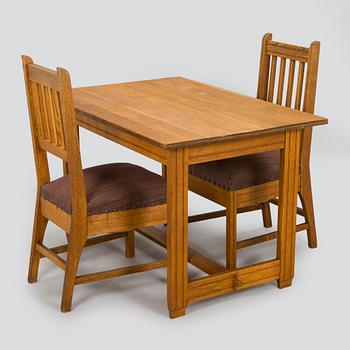 Louis Sparre, bord och stolar, 2 st för Aktiebolaget Iris, Borgå omkring 1900.