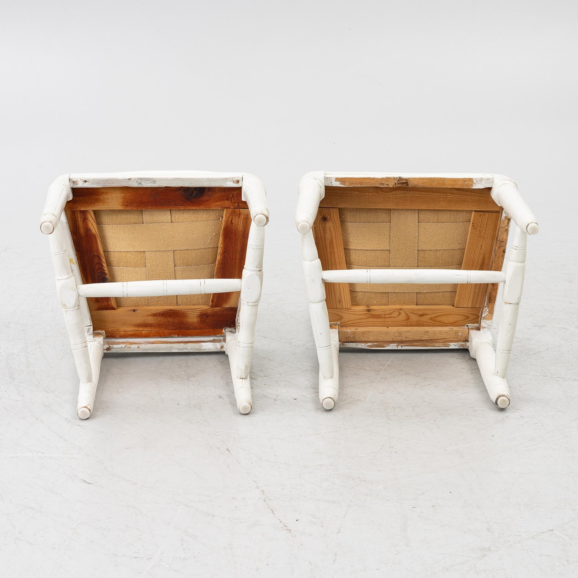 Six Gustavian chairs, late 18th century.