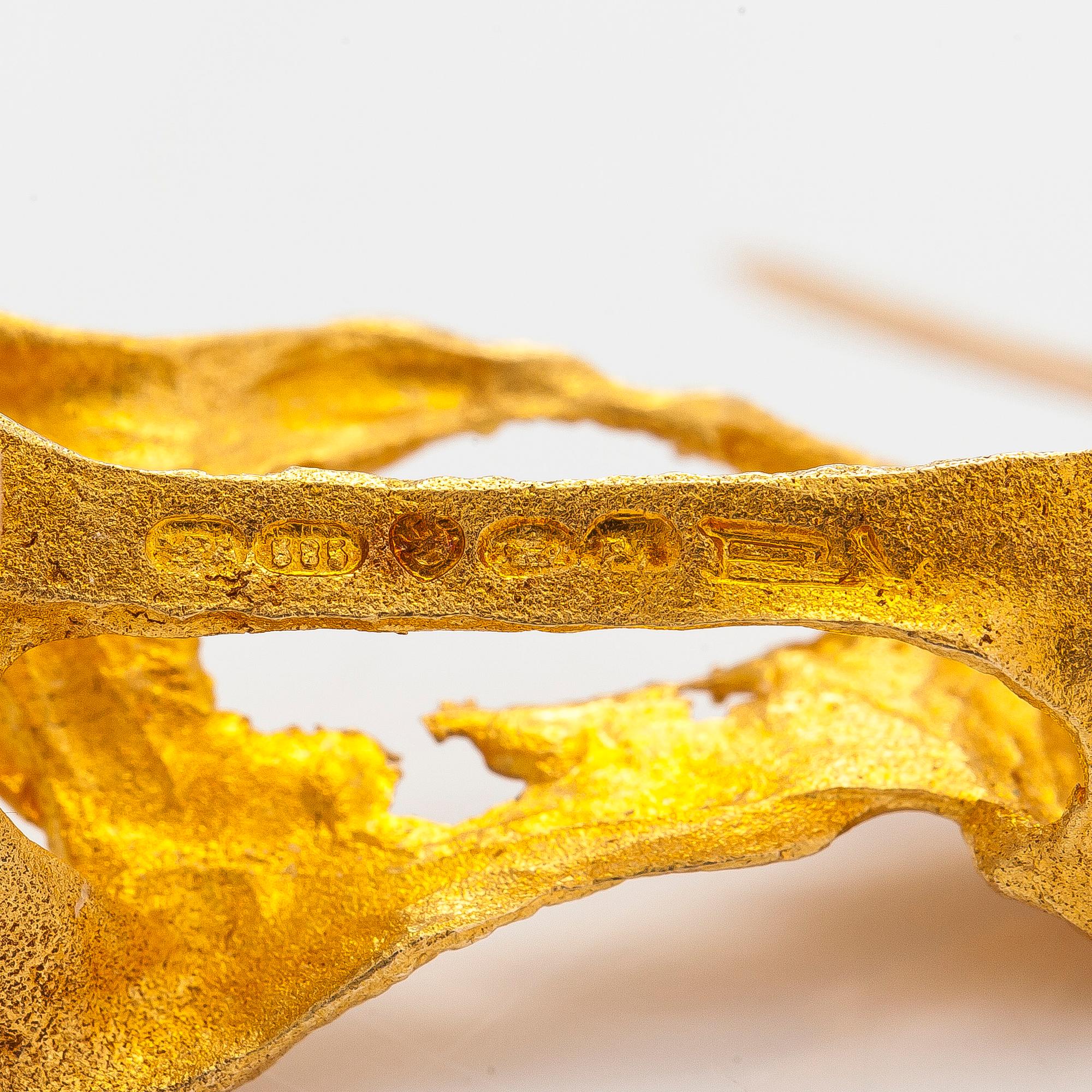 Björn Weckström, brosch "Lyckans magi", 14K guld, odlade pärlor. Lapponia 1975.