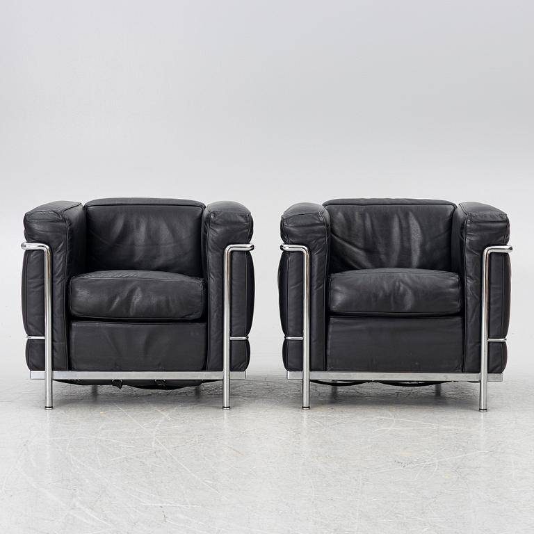 Le Corbusier (Charles-Édouard Jeanneret), Pierre Jeanneret, Charlotte Perriand & Le Corbusier, a pair of 'LC2' armchairs, Cassina.
