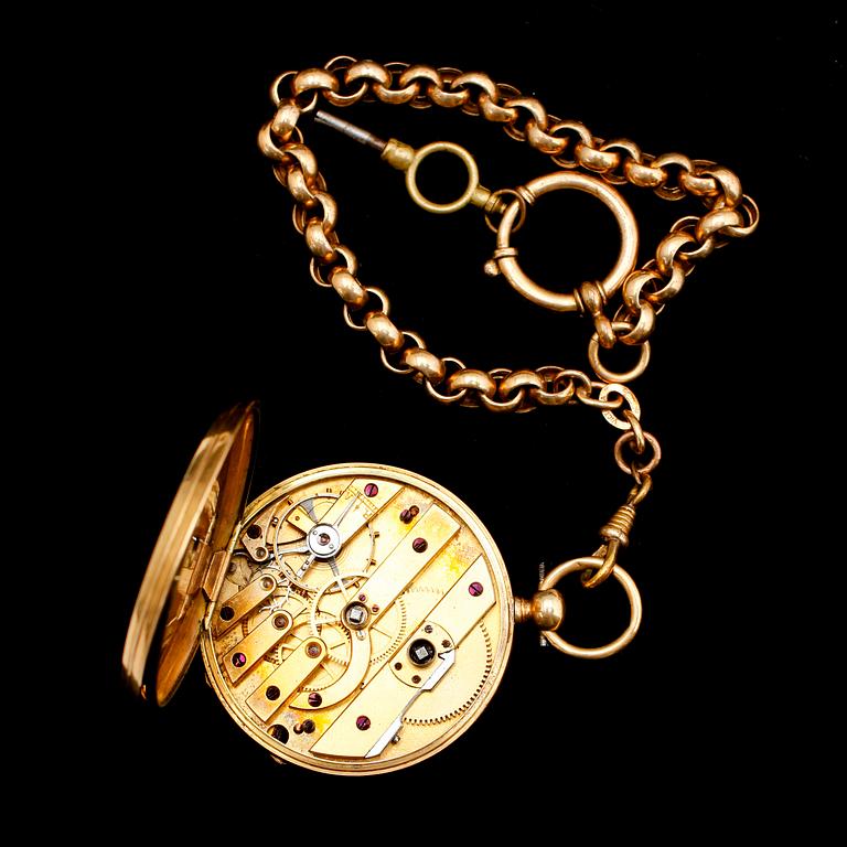 FICKUR, 18 k guld, innerboett märkt Pateck & Cie Geneve.