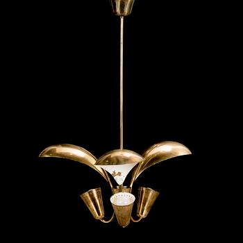 A 1950s brass pendant ceiling light model '2542/3' for Valinte, Finland.