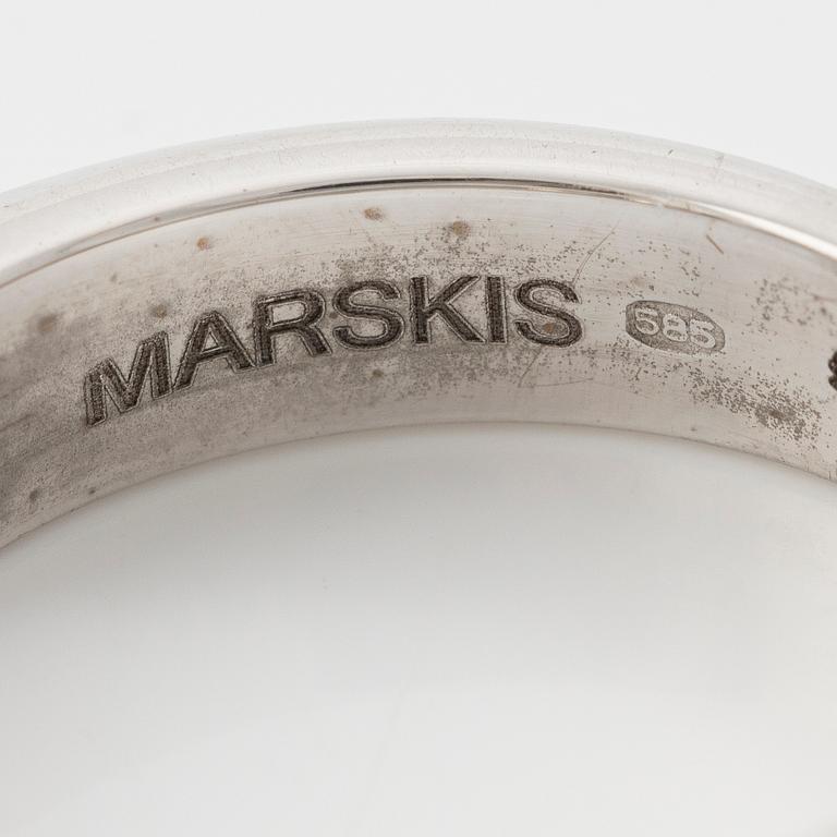 Half eternity ring in 14K white gold set with brilliant-cut diamonds.