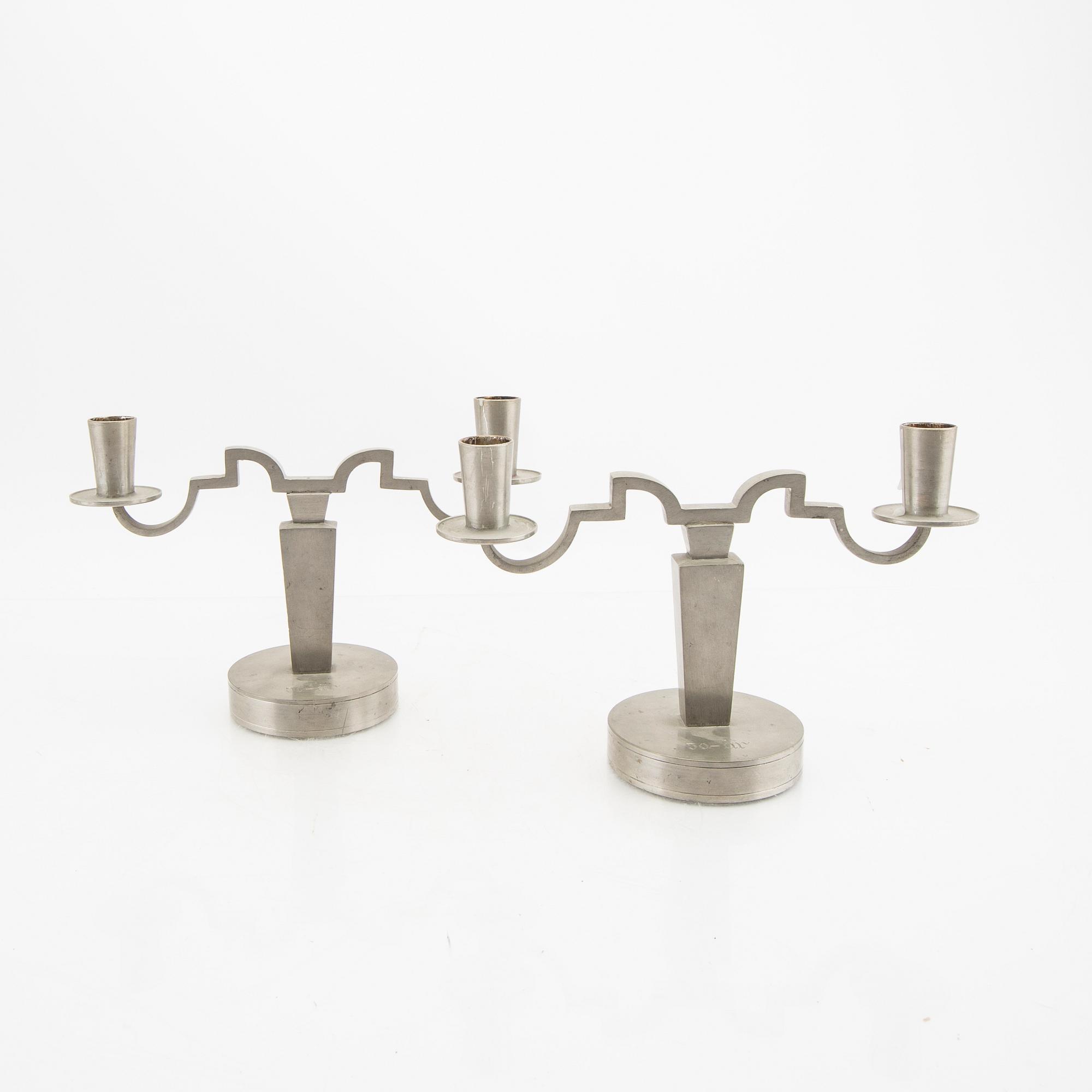 A pair of Firma Svenskt Tenn pewter candelabras 1933.