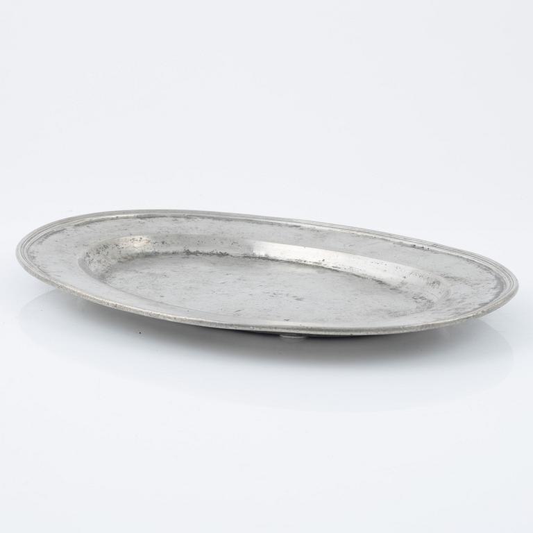 Three Swedish pewter items, 19th Century.