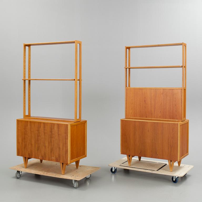 BOKHYLLOR, 2 st, teak, 1960-tal.