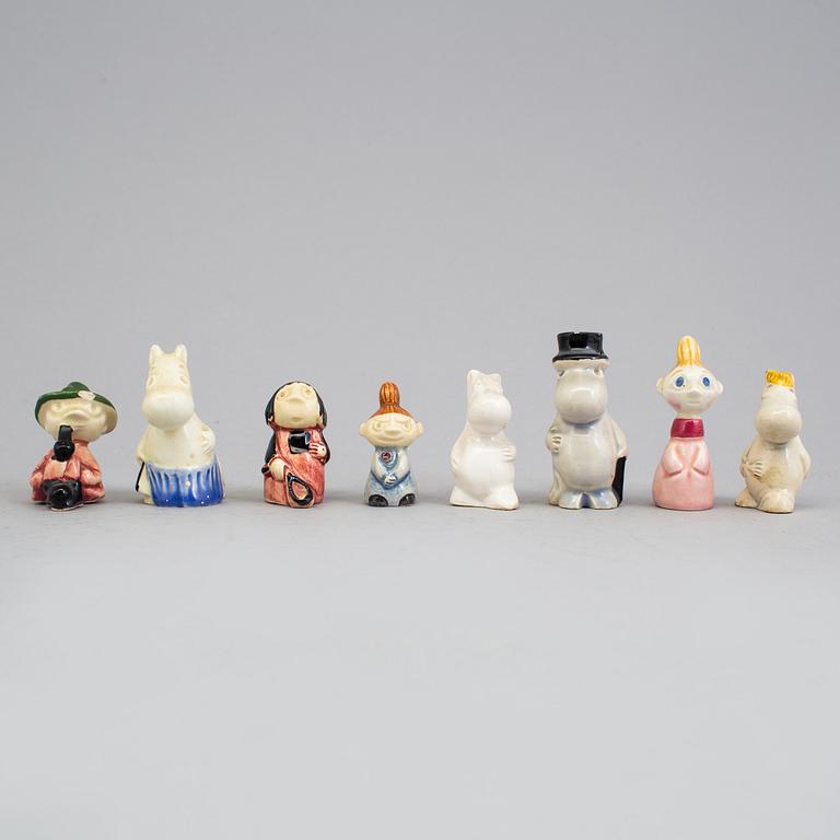 SIGNE HAMMARSTEN-JANSSON, muminfigurer 8 st, keramik, Arabia 1950-tal.