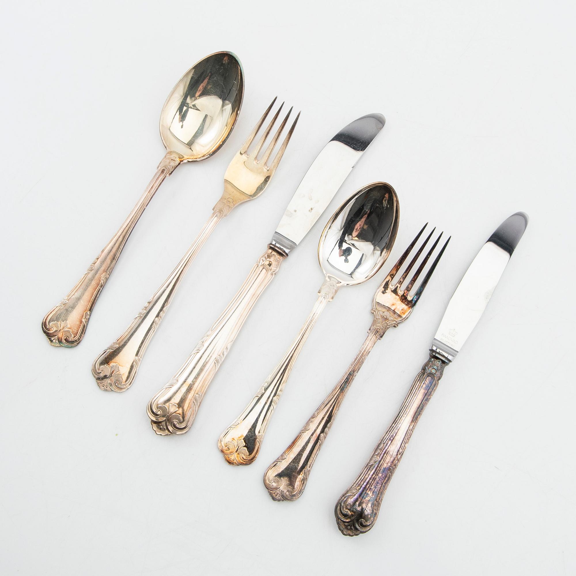 Cutlery set in silver, 89 pieces, Cohr Denmark, mid-20th century.