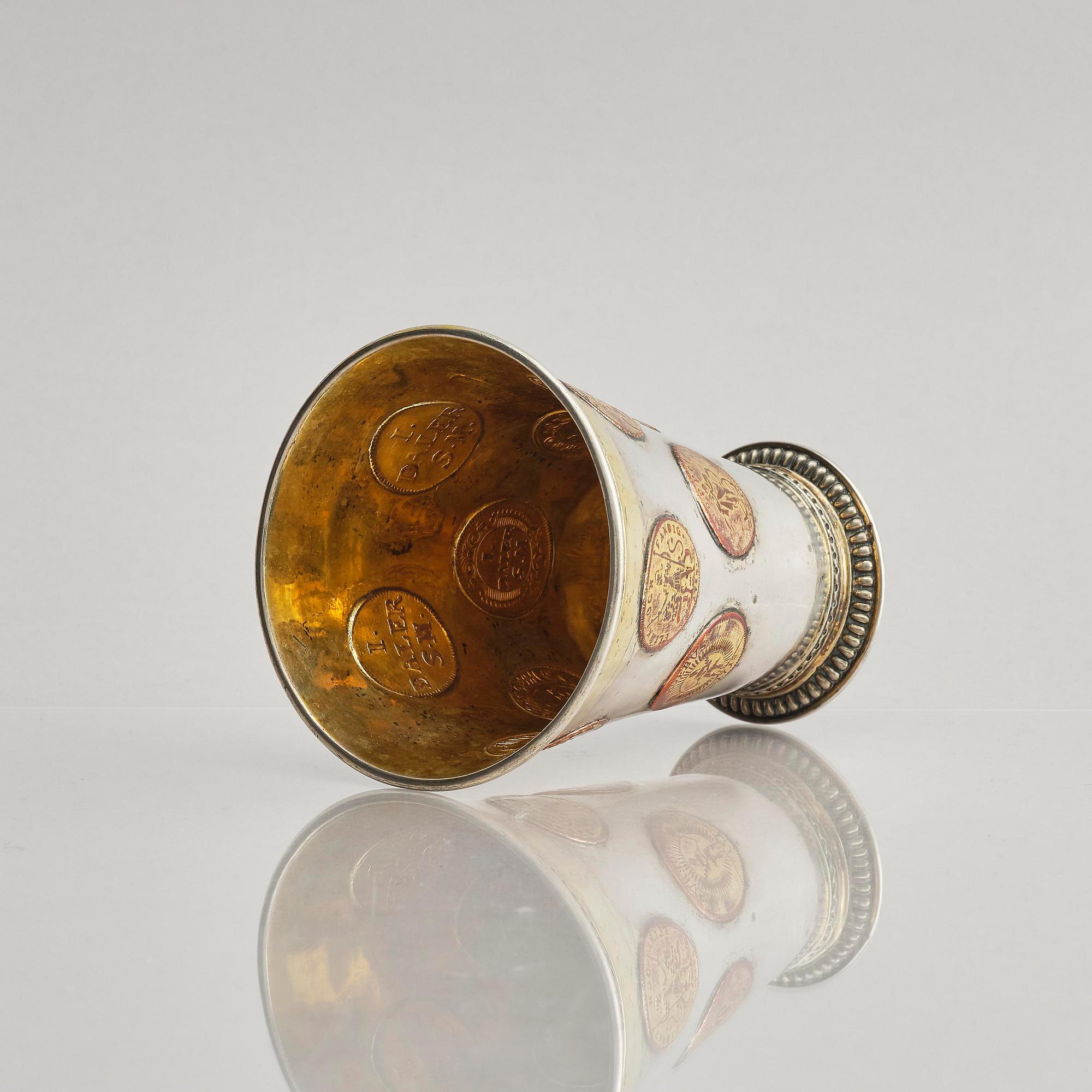 A Swedish 18th century parcel-gilt silver beaker, unmarked.