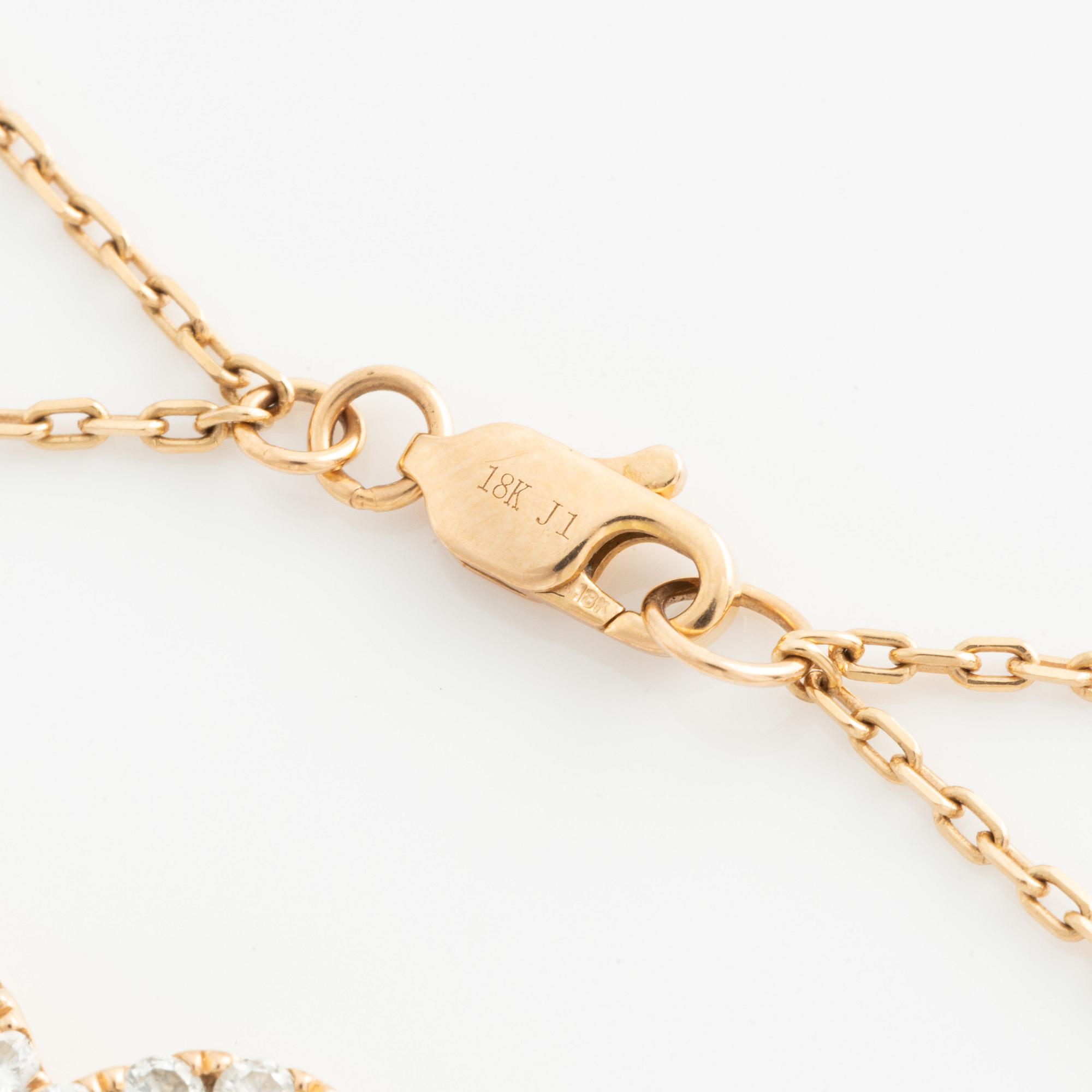 Armband, 18K guld med briljantslipade diamanter.