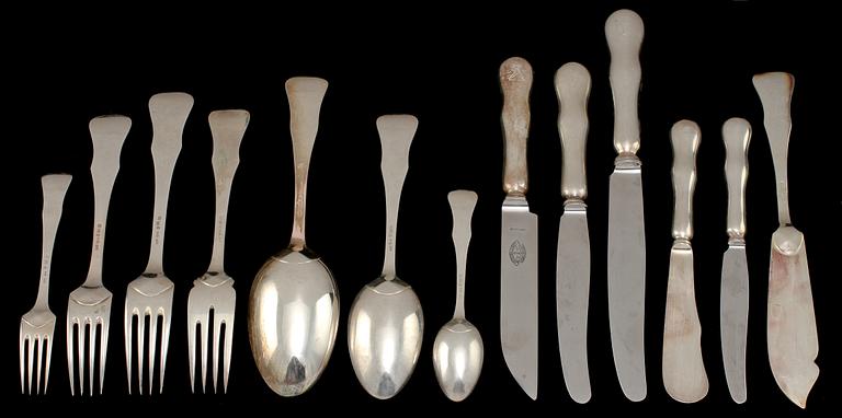 BESTICKSERVIS, 157 delar, silver, GAB, Stockholm, 1930/40-tal. Total vikt ca 8800 g.
