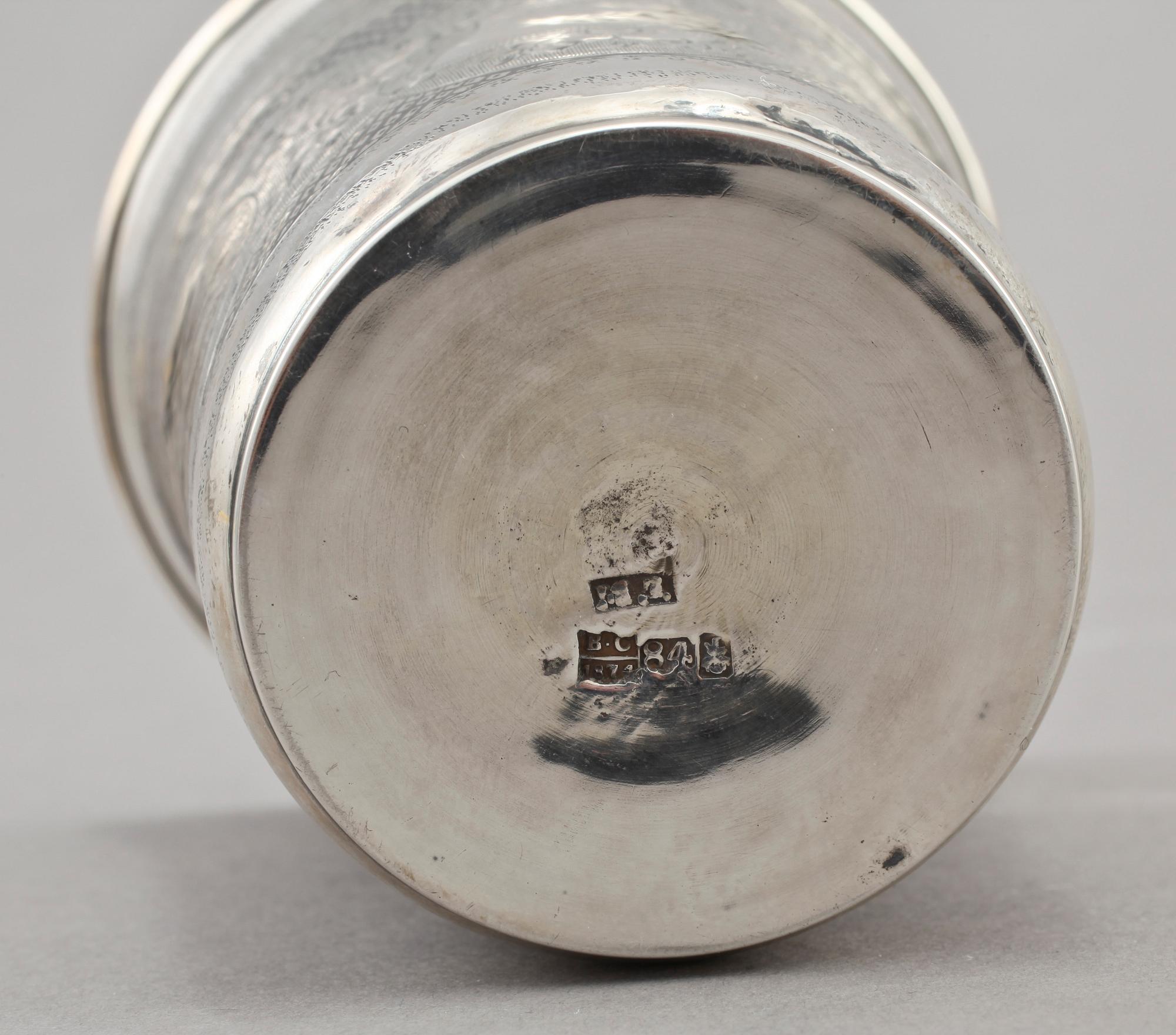BÄGARE, silver, Ryssland, 1871. Vikt 89 gram.