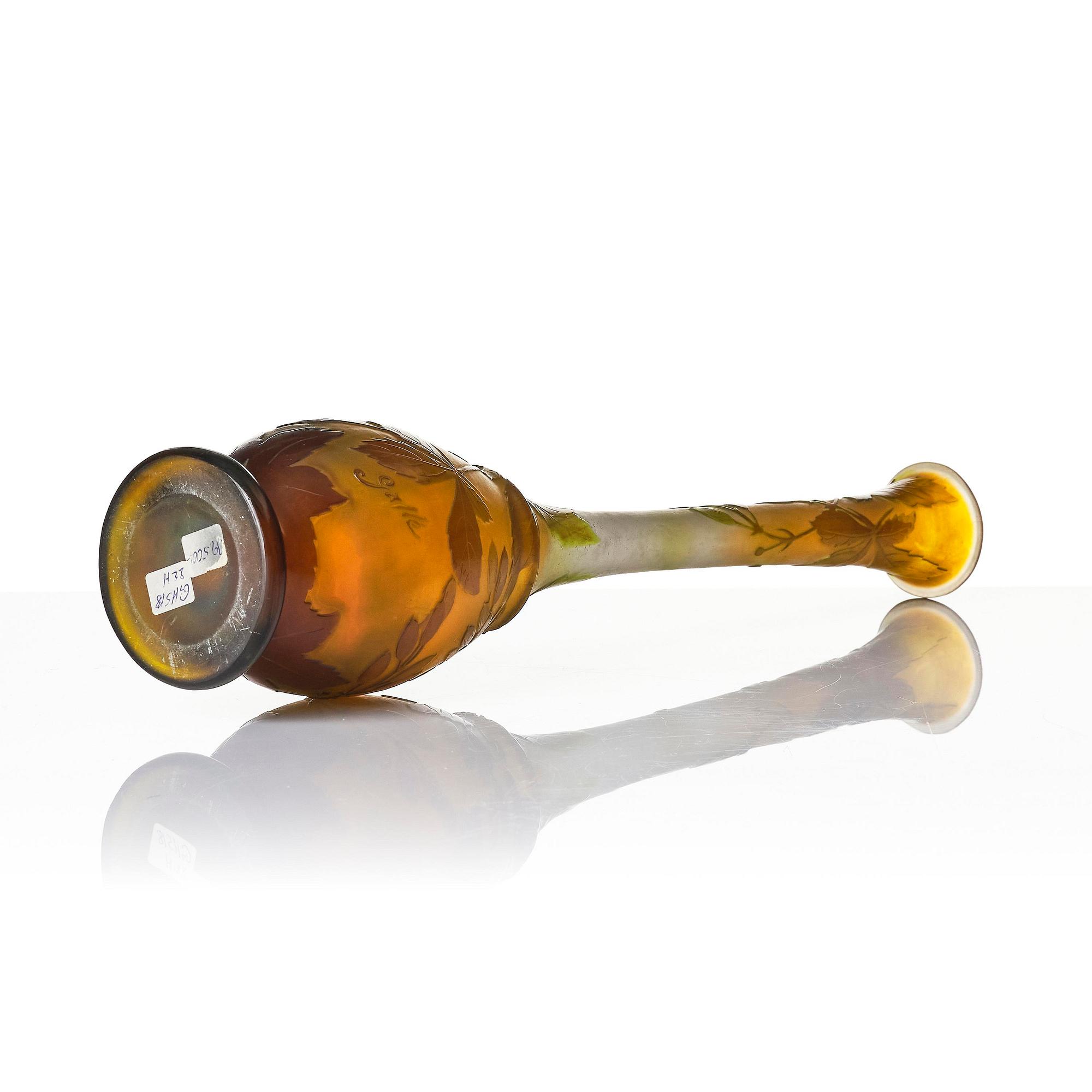 Emile Gallé, a set of two Art Nouveau cameo glass vases, Nancy, France.