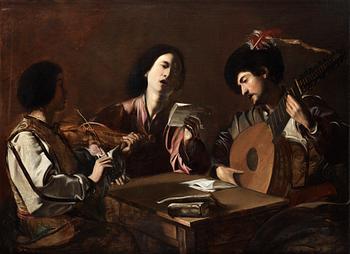 440A. Bartolomeo Manfredi Circle of, Playing music.