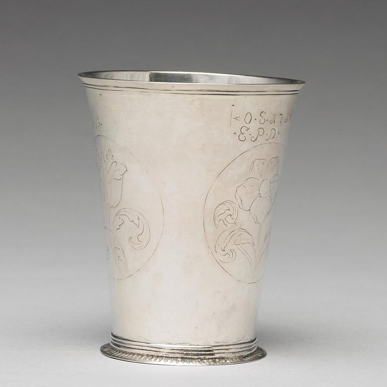 A Swedish early 18th century silver beaker, mark of Christian Dalbeck, Kristianstad 1716.