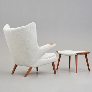 Hans J. Wegner, a "Papa bear" armchair and ottoman for AP-stolen, Denmark.