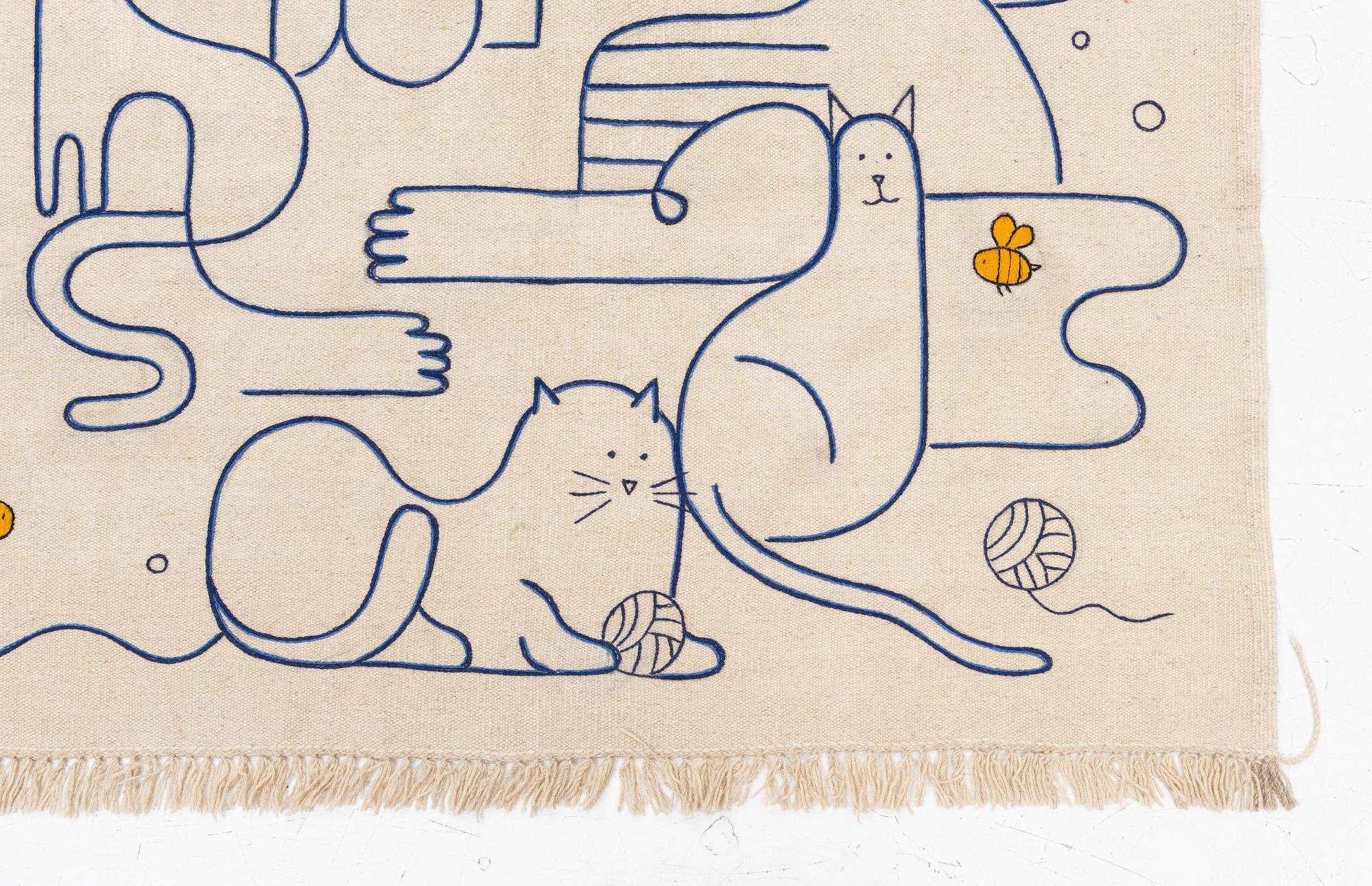 Matta, handbroderad Kelim, ca 197 x 149 cm.