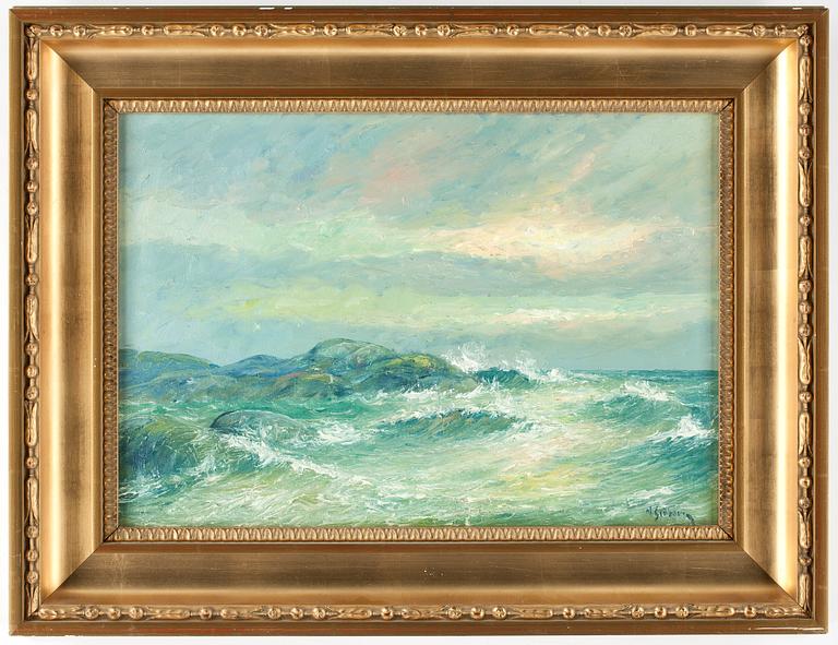 OKÄND KONSTNÄR, olja på duk, otydligt signerad N Simberg, 1800/1900-tal.