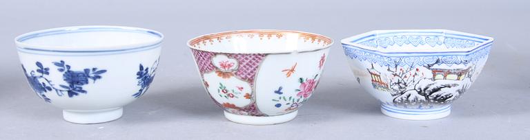 PARTI PORSLIN, 6 delar, Kina, 1700/1800-tal.