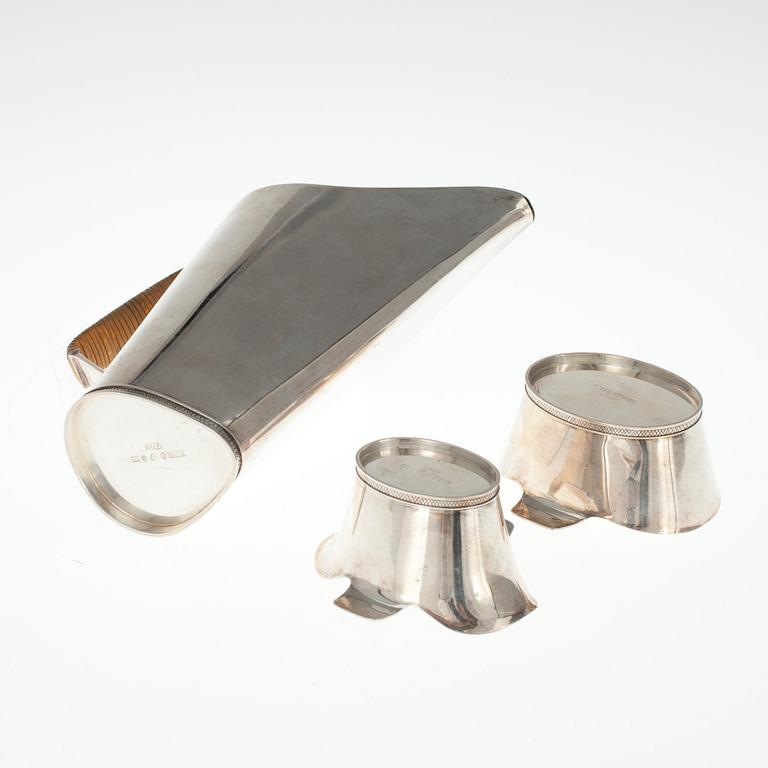 KAFFESERVIS, 3 delar, silver design Tore Eld, Göteborg 1954. vikt 983 g.