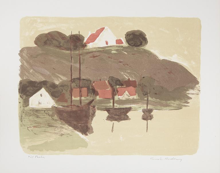 GUSTAV RUDBERG, mapp, 10 färglitografier, Konstfrämjandet, Stockholm 1968, signerade.