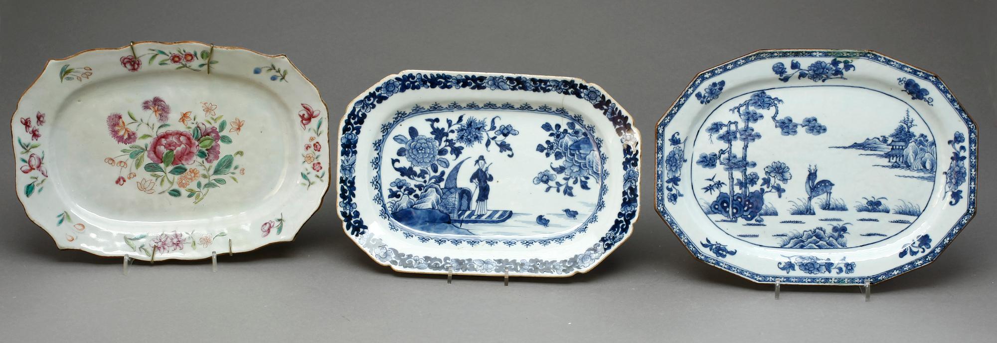 STEKFAT, 7 st olika, porslin, mest Qianlong, Kina 1700-1800-tal.