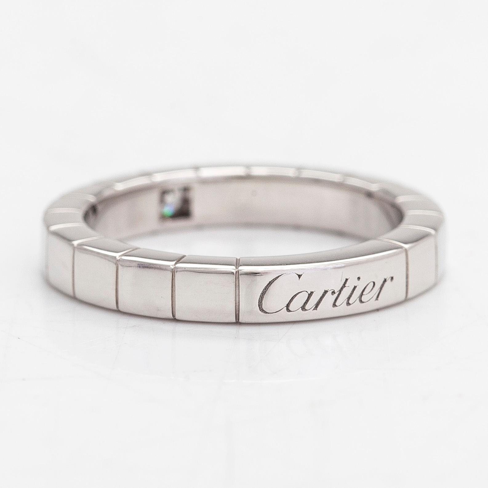 Cartier, ring, "Lanières", 18K vitguld med en diamant, ca 0.04 ct.