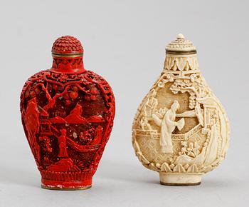 SNUSFLASKOR, lackarbeten, Kina, 1900-tal.