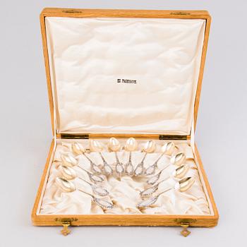 HJALMAR FAGERROS, a set of twelve parcel-gilt silver coffee spoons, mark of Hjalmar Fagerros, Helsinki 1896.