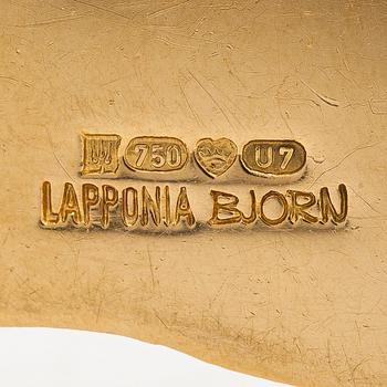 Björn Weckström, kaulakoru "Vuorilla sataa", 18K kultaa ja sammalakaattia. Lapponia 1973.