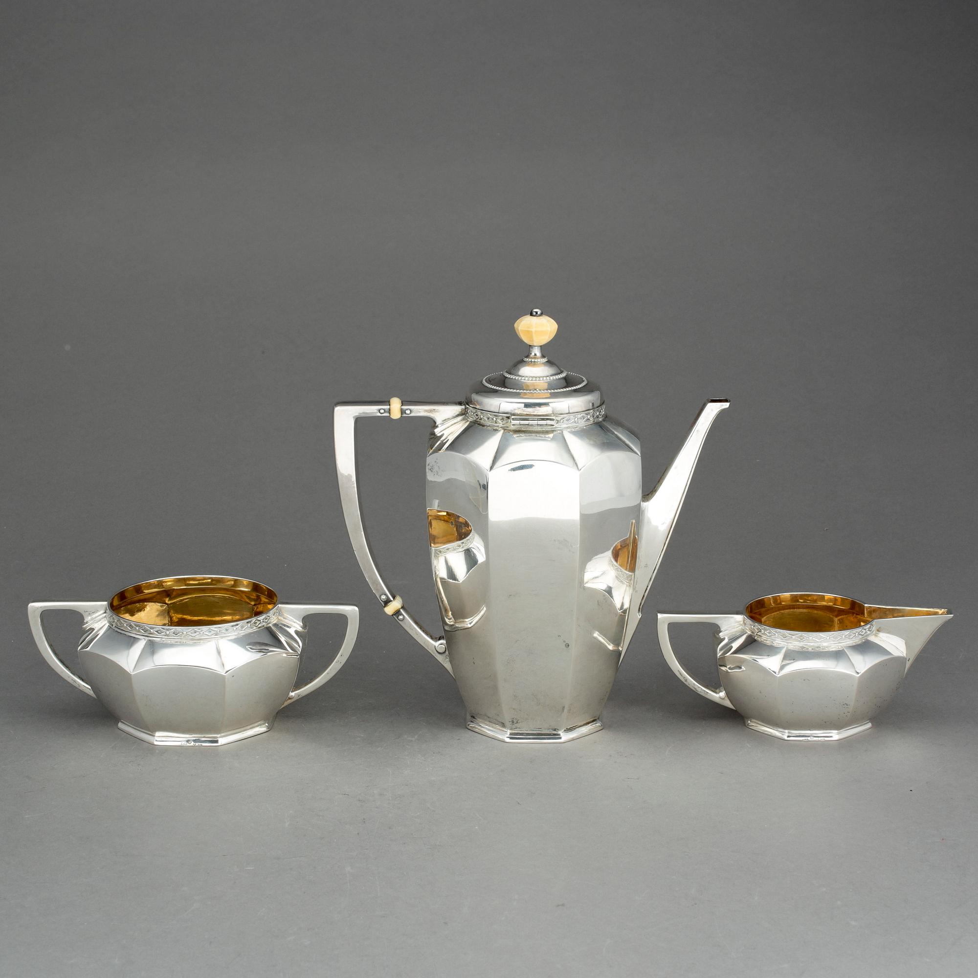 PARTI SILVER, 3 delar, 1912, Karl Andersson, Stockholm. Vikt  ca 927 gram.