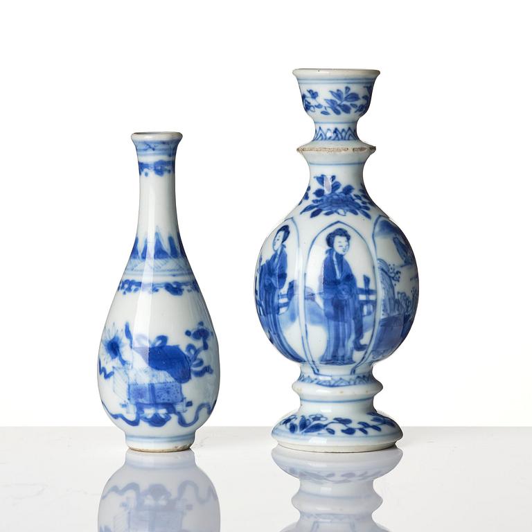 A group of four blue and white miniatures, Qing dynasty, Kangxi (1662-1722).